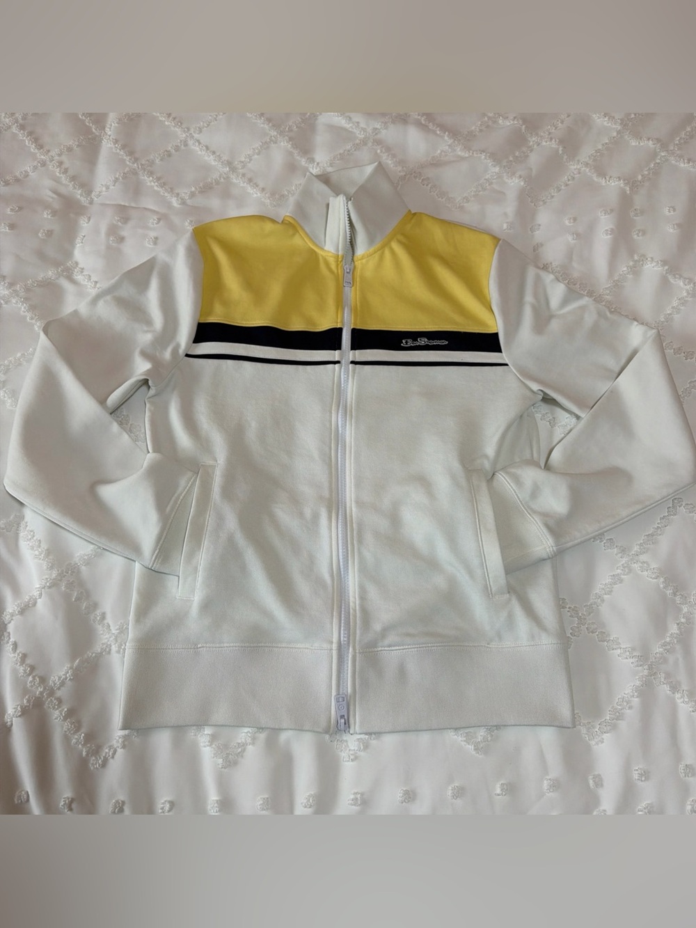 Ben Sherman Colorblock Tricot Track Jacket Active White Small Full Zipper Golf